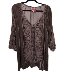 Johnny Was Brown Embroidered Tunic